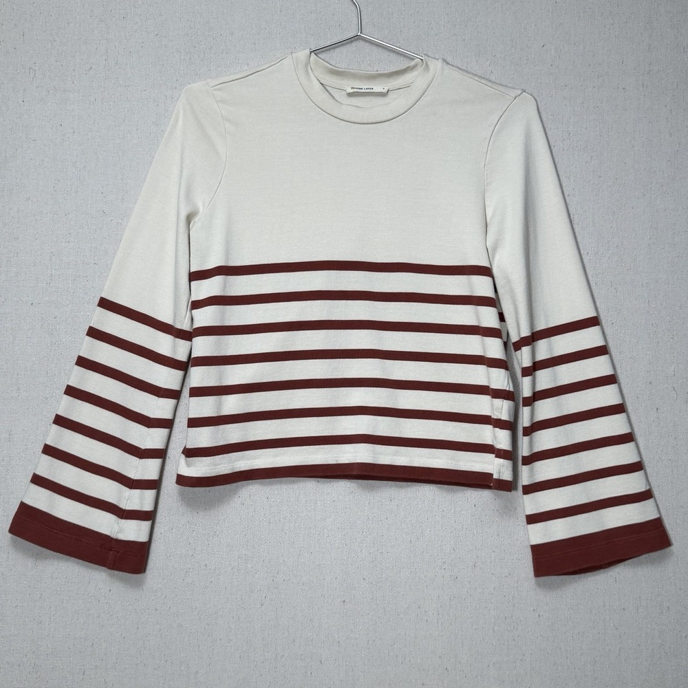 Marine Layer Suri Stripe Top Women Size Small Flare‎ Sleeve - Picture 2 of 11